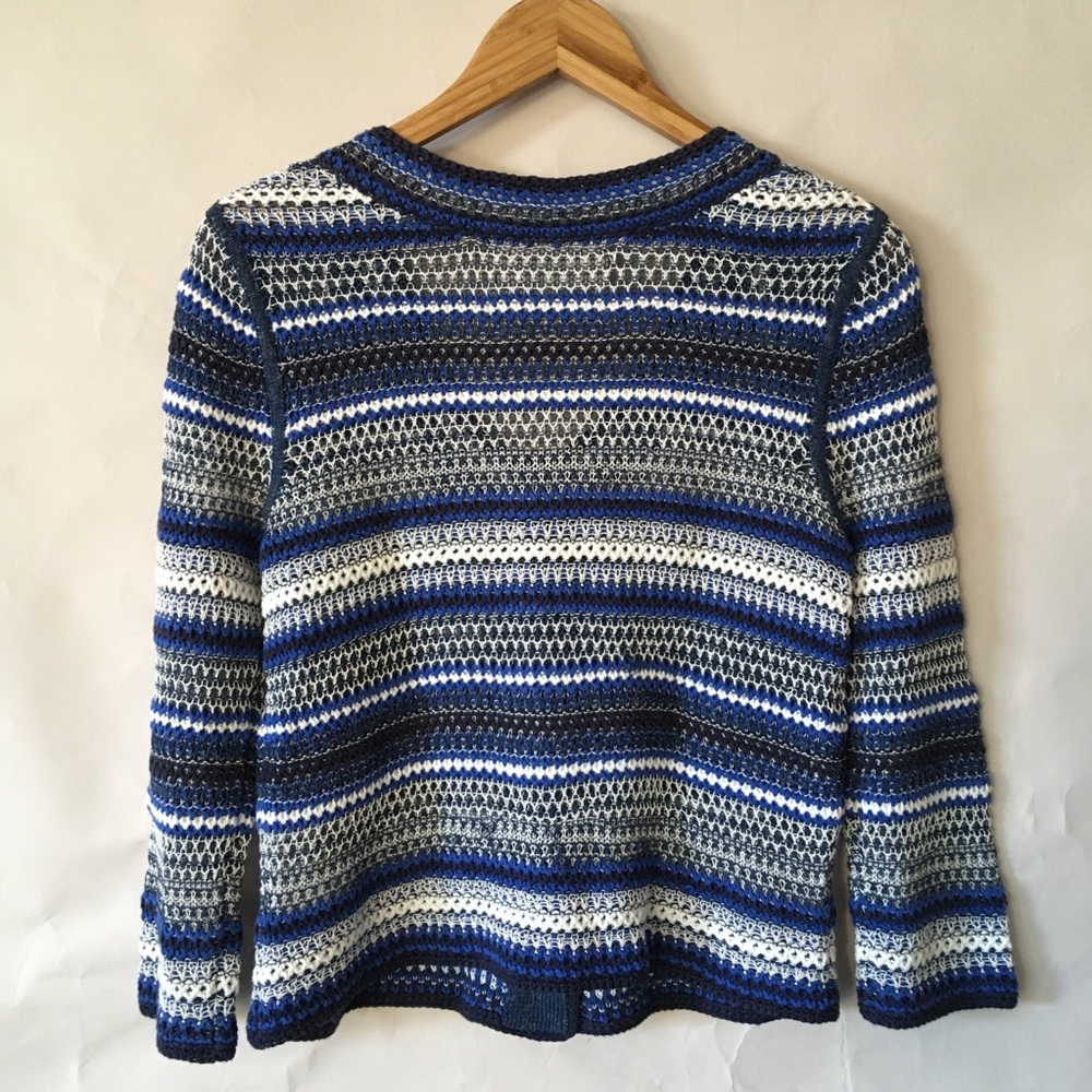 2 for $25 Rachel Roy blue white knit snap front cardigan M - Picture 6 of 8